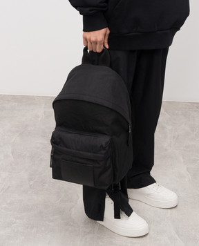 Palm Angels Black backpack with embossed monogram logo PMNB022R24FAB001