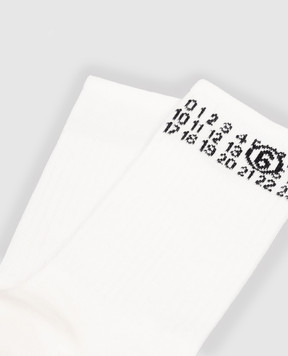 Maison Margiela MM6 Children's white socks with logo pattern M60571MM045