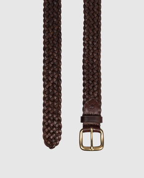 Dragon Brown leather braided belt DGS66045