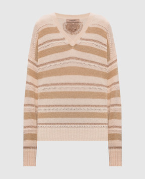 Twinset Beige striped alpaca pullover 252TT3072
