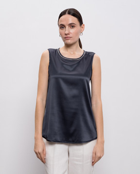 Peserico Blue silk top A08893D02372