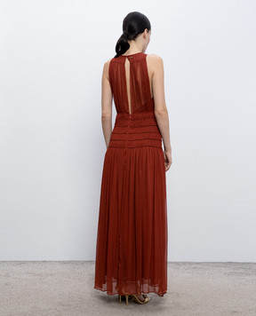 Twinset Brown maxi dress with drape 261TT2041