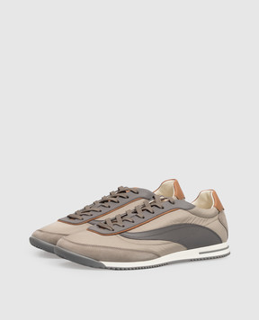 Brunello Cucinelli Logo-embossed combination sneakers MZUMNGA357