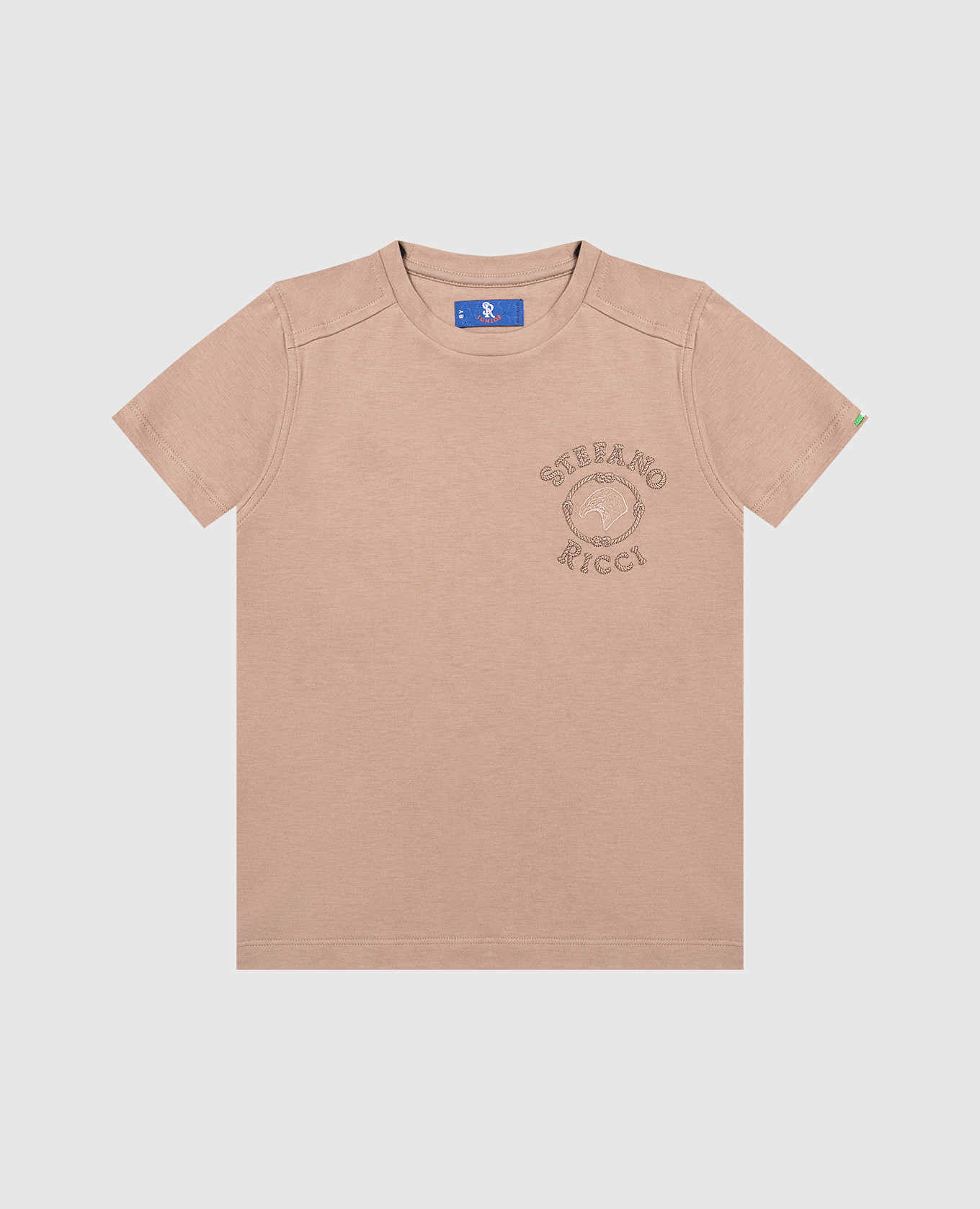 Children's brown T-shirt with embroidered logo
