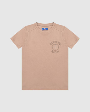 Stefano Ricci Children's brown T-shirt with embroidered logo YNH6101510803