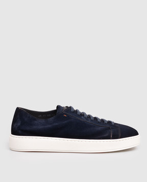 Santoni Blue suede sneakers with a degraded effect MBCD21571BARTAOL