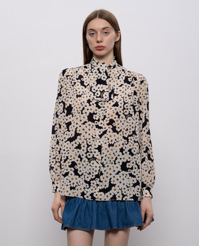 Valentino Black silk blouse with floral print 8B3AB8369WW