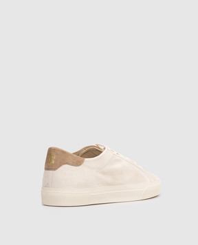 Brunello Cucinelli Beige suede sneakers with logo print MZUCHHP330