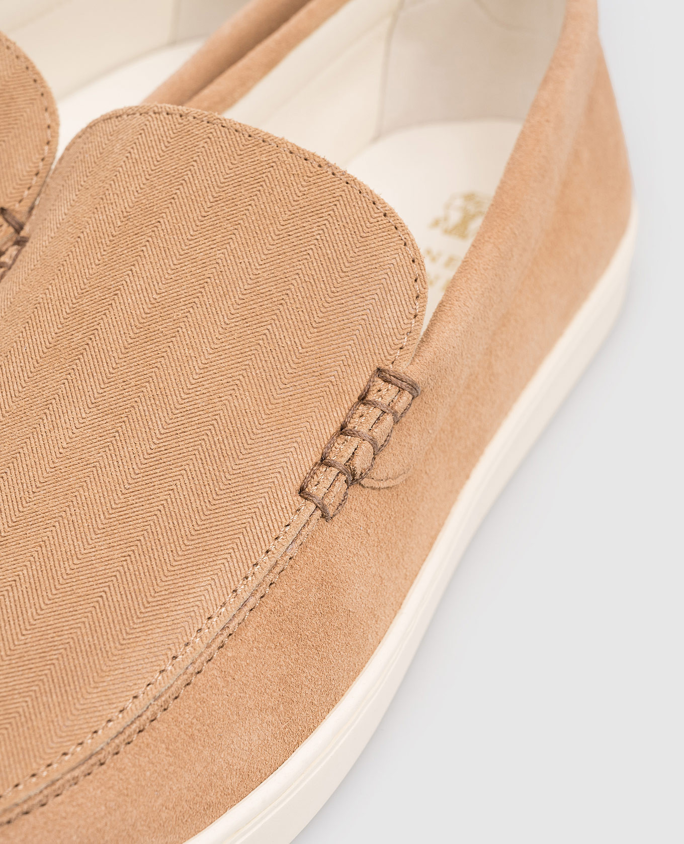 Brown suede slip-ons with emblem Brunello Cucinelli 5