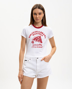 Dolce&Gabbana White T-shirt with contrasting print F8W08TGDDM8