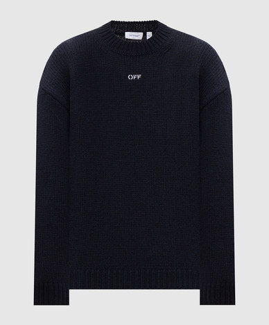 Blue wool sweater with Arrow embroidery