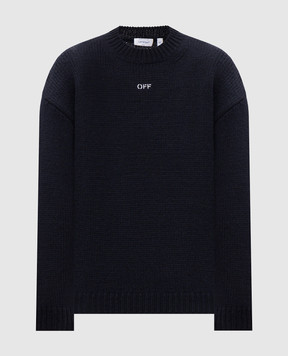 Off-White Blue wool sweater with Arrow embroidery 44MHE212F26K001