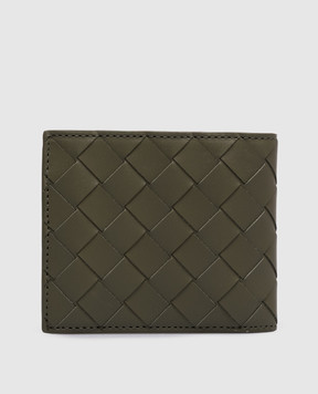 Bottega Veneta Khaki Intrecciato Bi-Fold Leather Wallet 749412VCPQ4