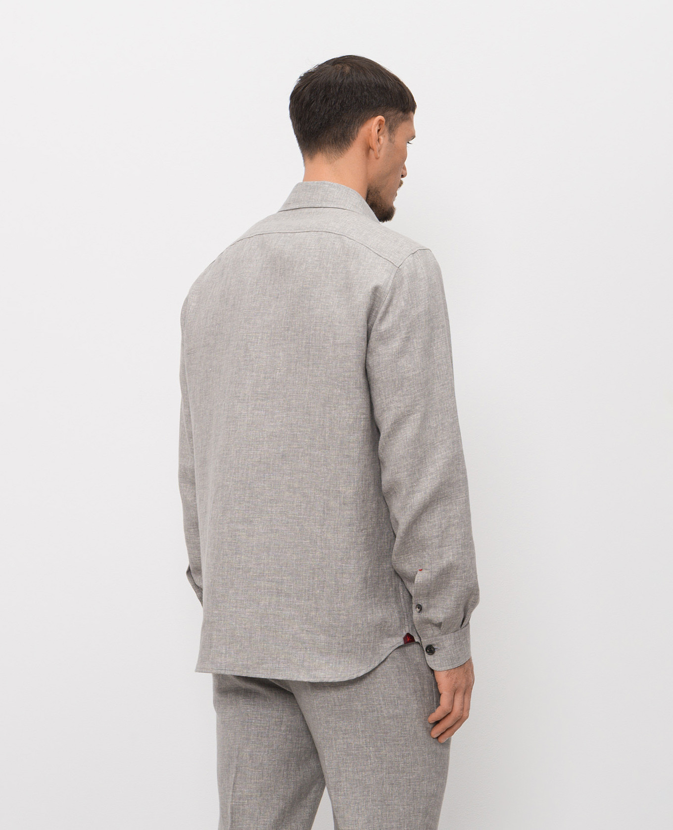 Gray linen and wool shirt ISAIA 4