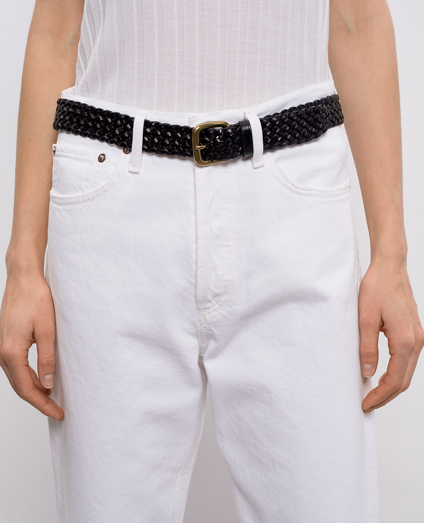 

Black leather braided belt Dragon