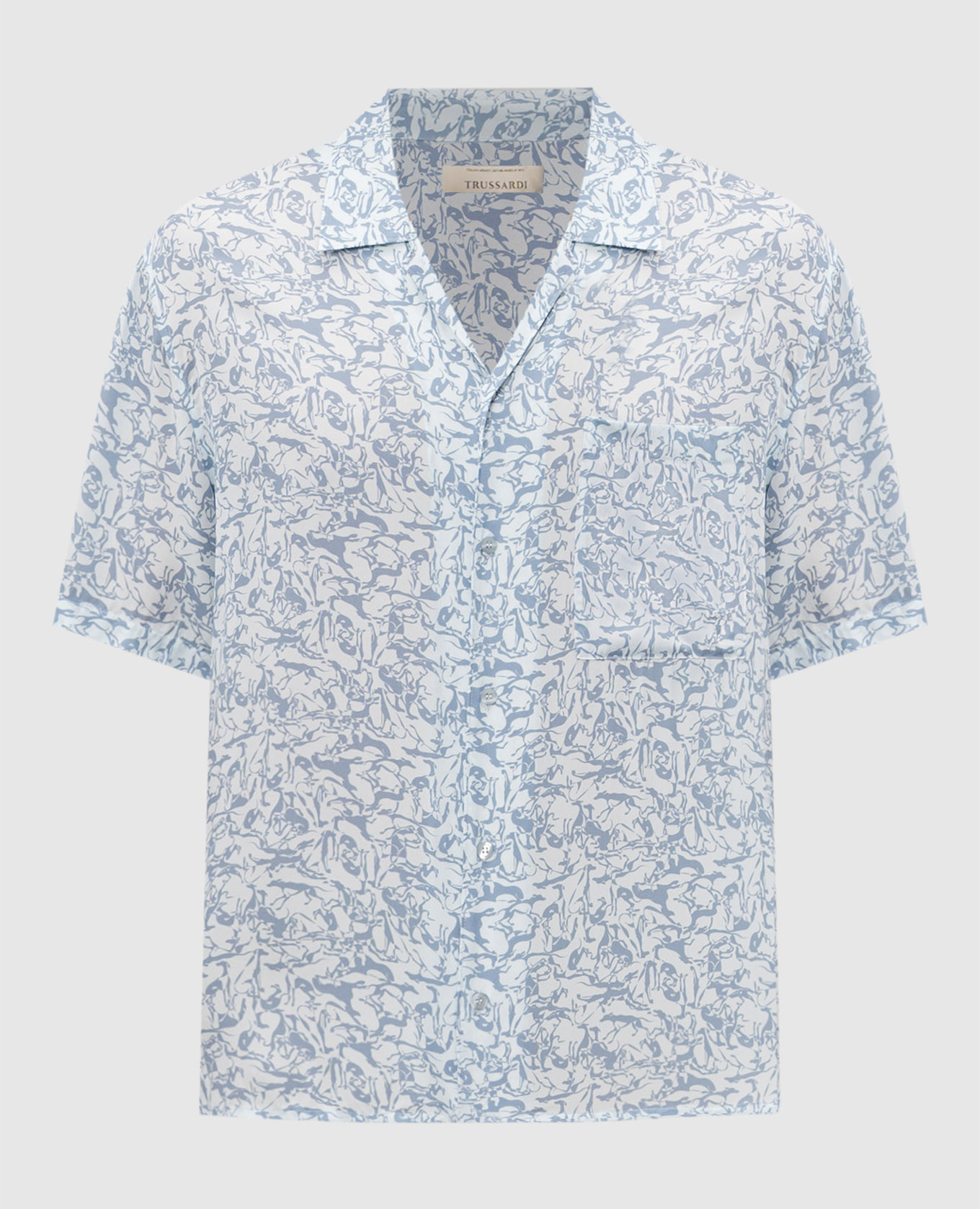 Blue shirt with branded print