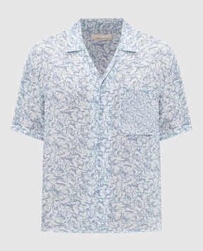 Trussardi Blue shirt with branded print 5040N000047NMS113T00