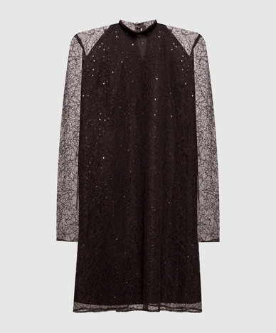 Braunes Kleid mit Spitze