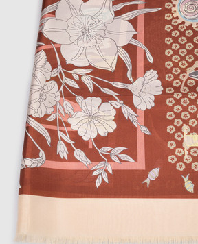 MANTERO 1902 The Greenhouse Memories Brown Silk Scarf 0902F0630157426