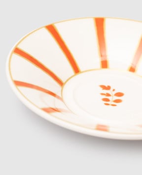 Geminiano Cozzi 1765 White porcelain saucer for coffee cup Striche Arancio e Oro TTCMI069053