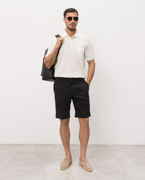 Stefano Ricci Black linen shorts with embroidery MCT80R0016L0005Q