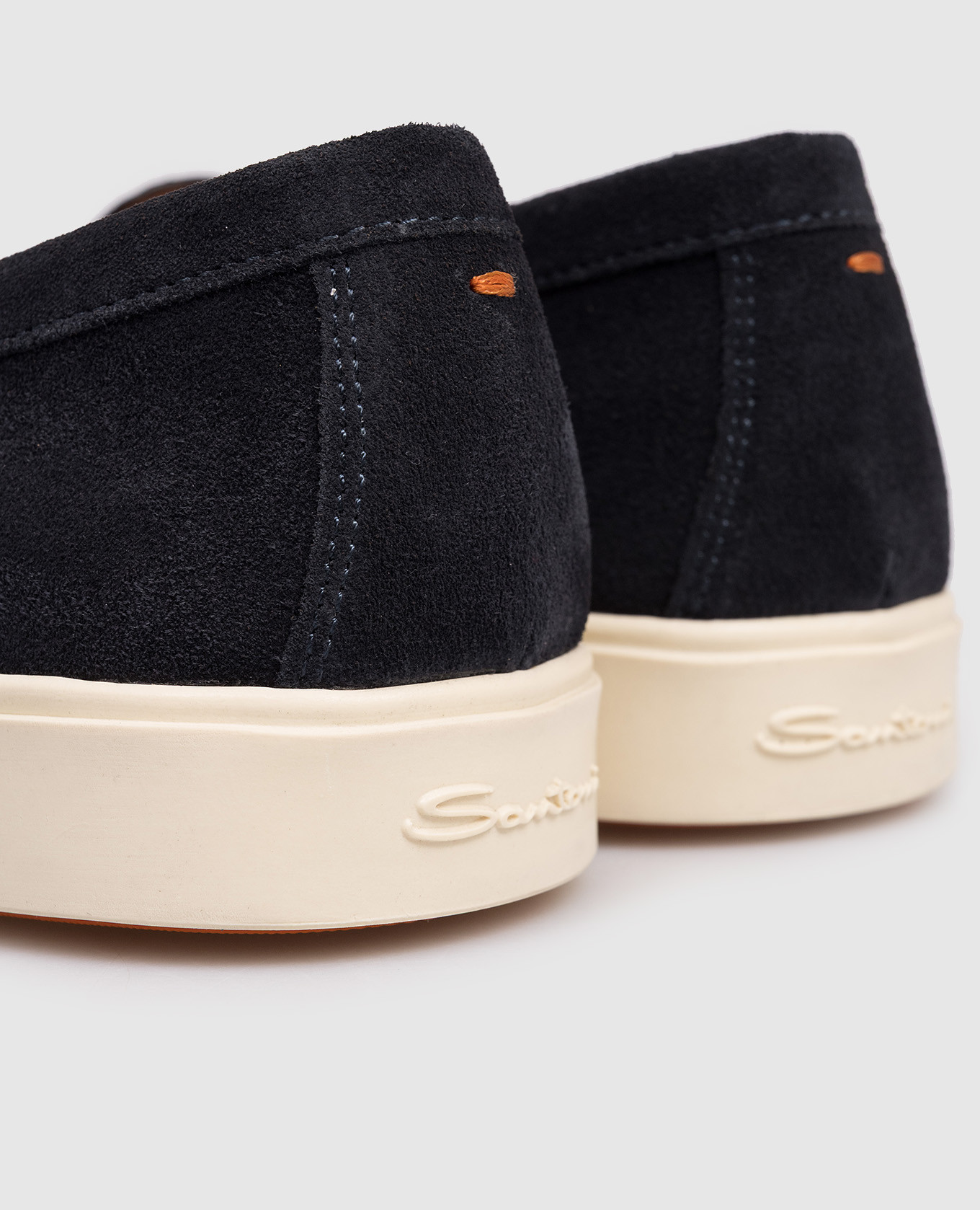 

Blue suede loafers with logo Santoni