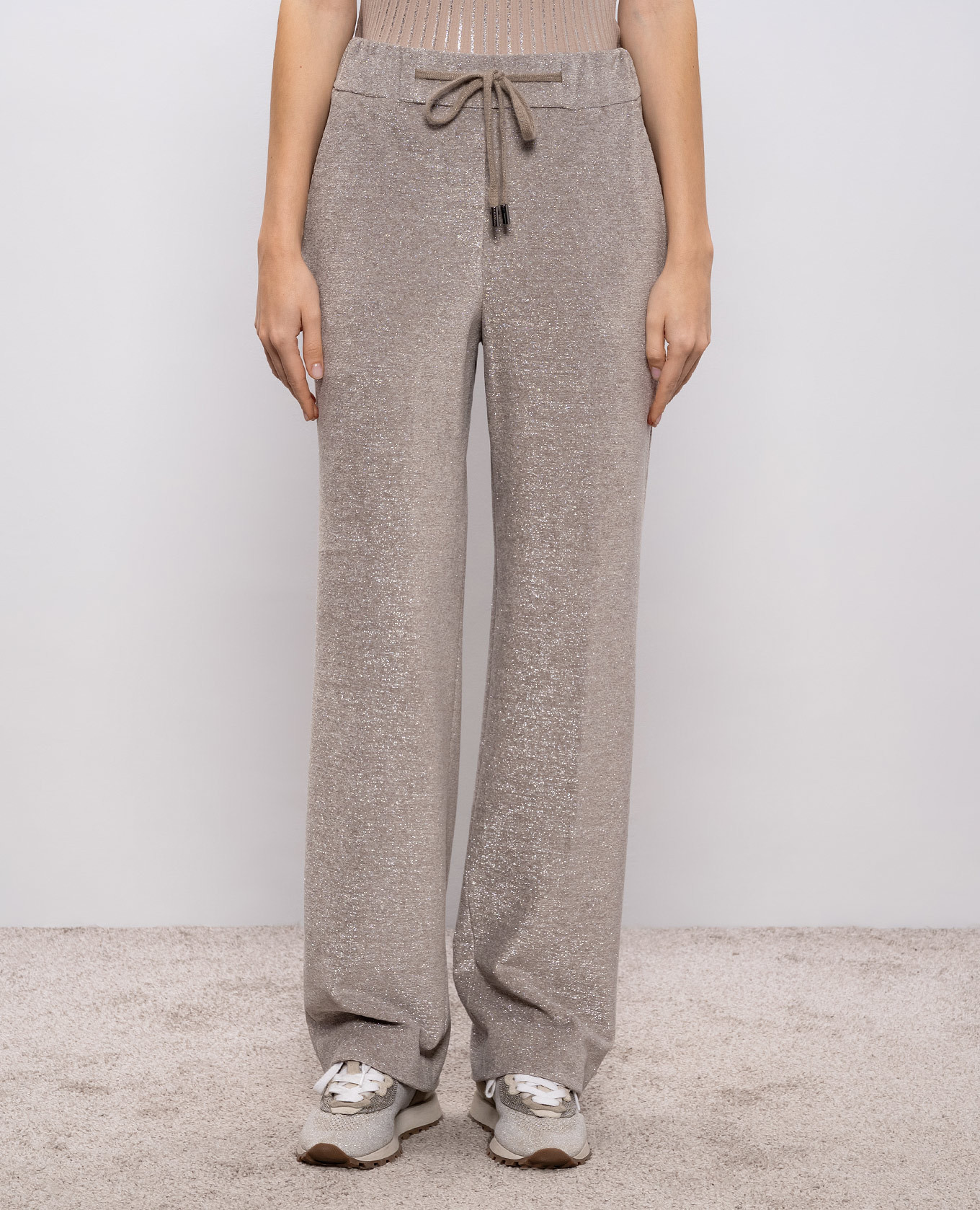 Beige velour pants with lurex Peserico 3