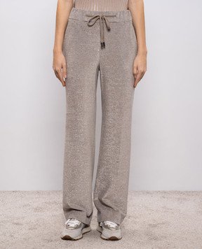 Peserico Beige velour pants with lurex P04877J005008