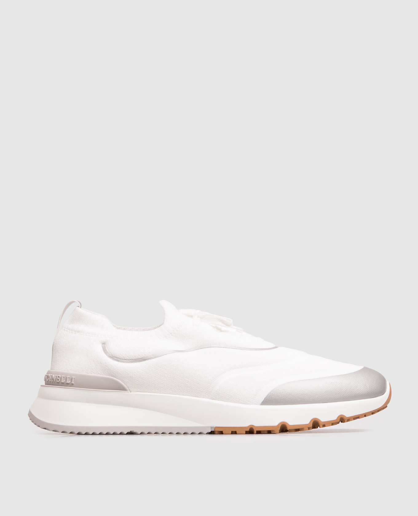 White cotton sneakers with textured logo