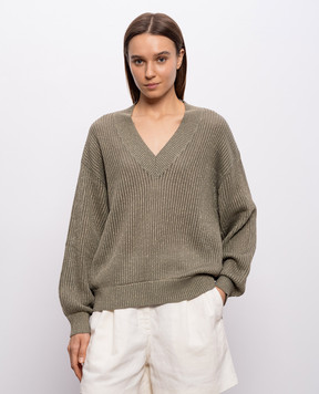 Brunello Cucinelli Khaki pullover with lurex MST258302