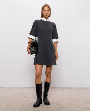 Brunello Cucinelli Gray mini dress with monil chain MD991AB4C1