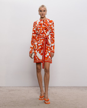 Dolce&Gabbana White printed silk dress F6TVCTGDDRJ