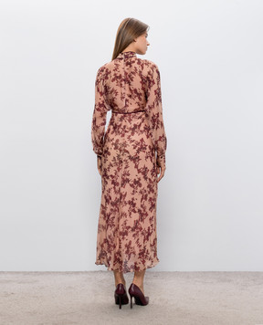 Nissa Beige dress with silk RZ16808