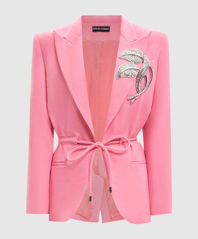 Pink wool jacket with appliqué