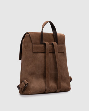 Brunello Cucinelli Brown suede backpack with embossed logo MBDLB2826P