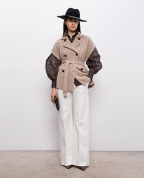 Brunello Cucinelli White pants with a monil chain ML120P9064