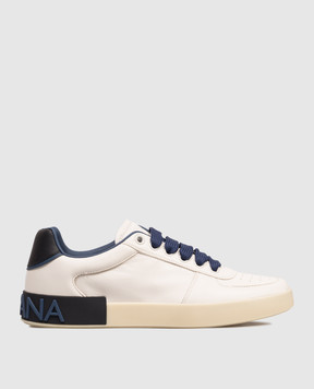 Dolce&Gabbana White leather sneakers with textured logo CS2392A0218