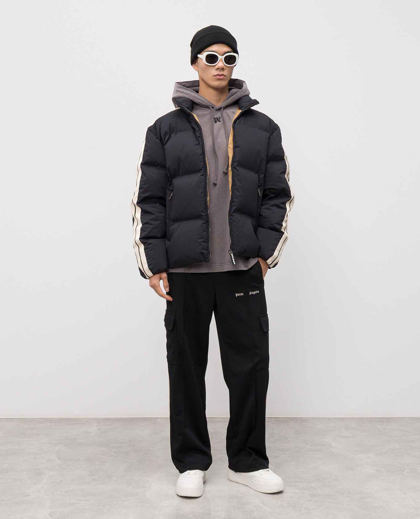 

Grey hoodie with vintage effect Palm Angels