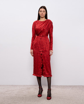 Alessandra Rich Red patterned silk midi dress FABX4325F4670