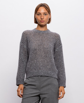 Peserico Gray openwork sweater with alpaca wool A99247F05G9100