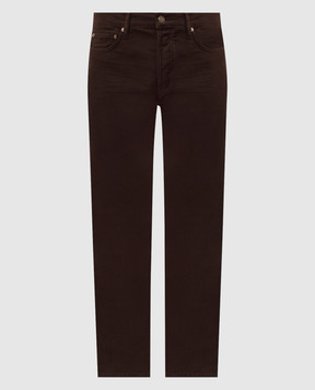 Tom Ford Brown pants with logo patch DPH003DMC083