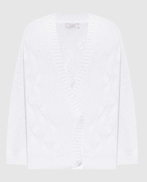 Peserico White cardigan with sequin pattern S99154F0309110