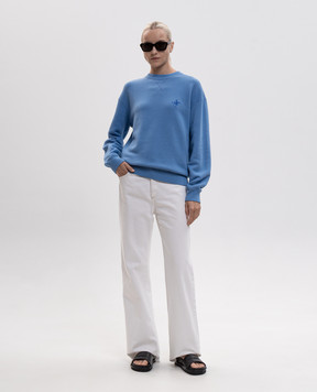 JW Anderson Blue sweatshirt with monogram embroidery JW0298PG1905