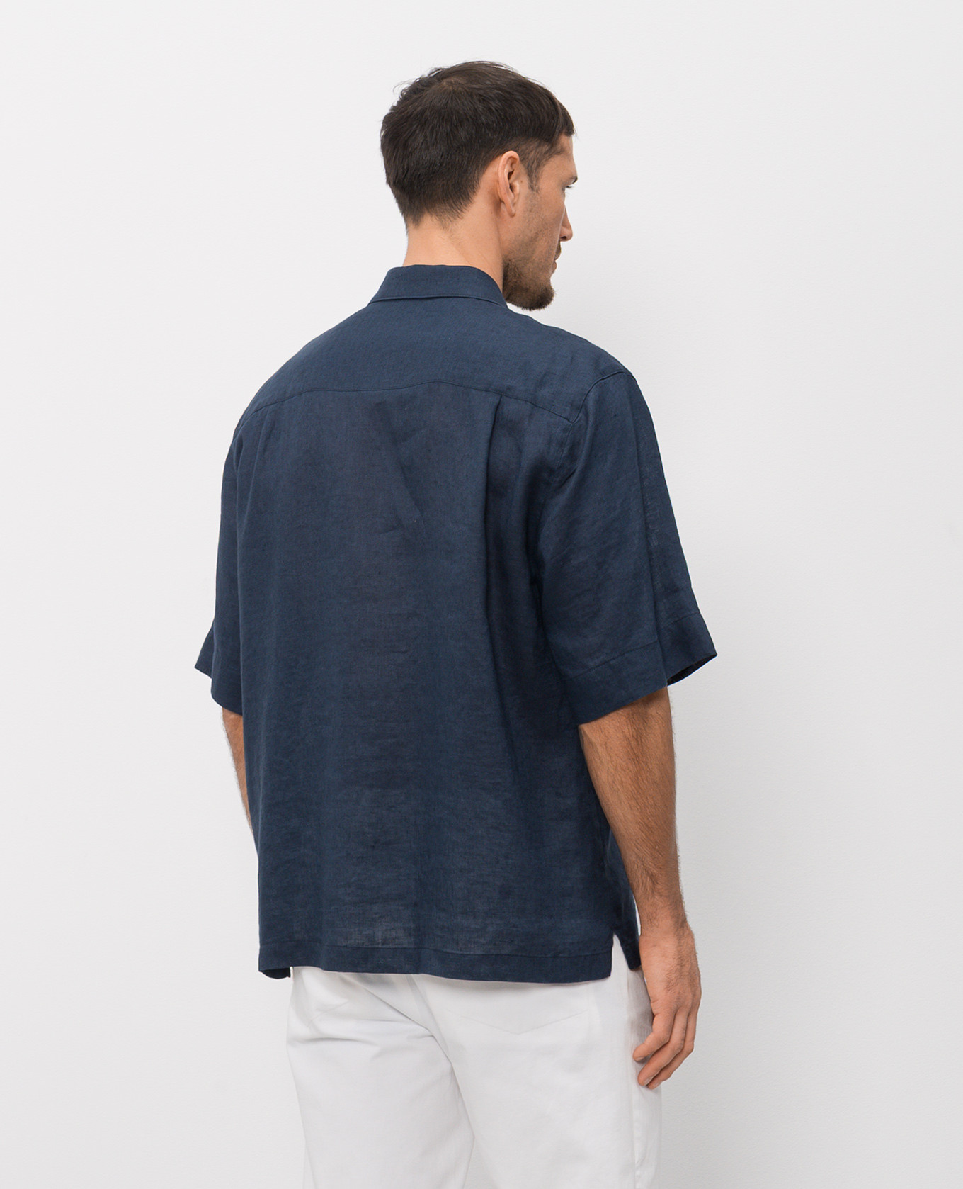 Blue linen shirt with short sleeves Cashmere&Whiskey 4