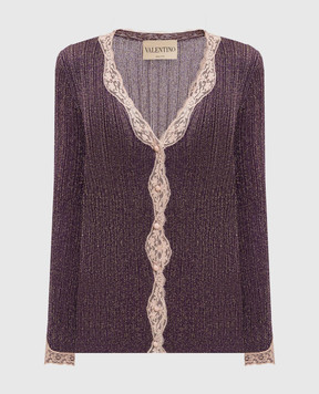 Valentino Purple cardigan with lurex and lace 8B0KA15KA8T