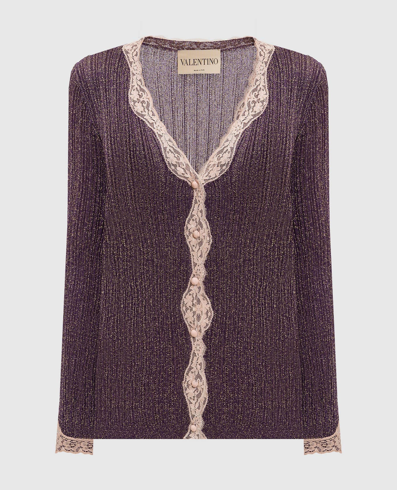 

Purple cardigan with lurex and lace Valentino, Violet