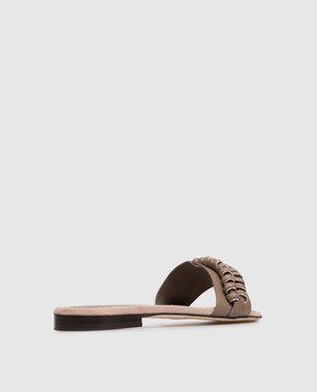 Peserico Brown leather flip-flops with weaving E39735C0RCC839