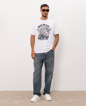 Balmain White T-shirt with textured print HH1EG000BD68