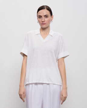 Peserico White linen top with polo collar S06430J002707