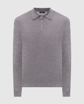 Stefano Ricci Gray cashmere and silk polo shirt K606434P30F26320